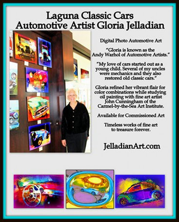 Gloria Jelladian artwork showing at Laguna Classic Cars
